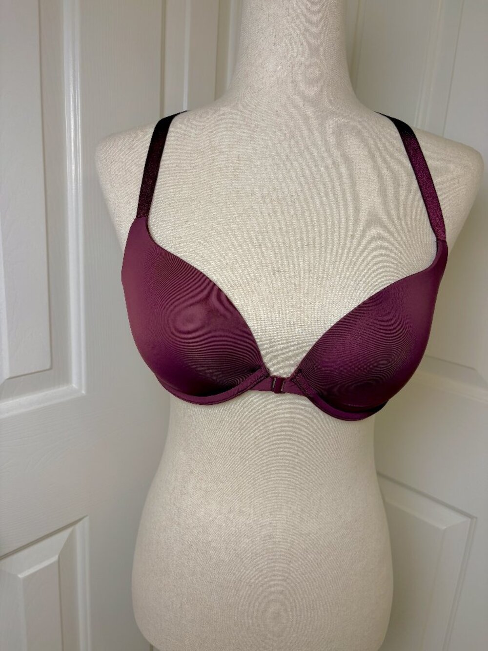 Dobreva Burgundy Red Lace Racerback Front Closure Push-Up Bra 36C